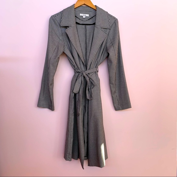 Kensie Houndstooth Trench Coat, Medium - Picture 1 of 9